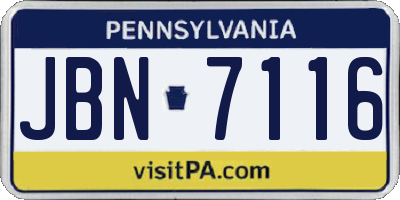 PA license plate JBN7116