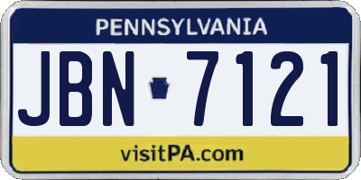 PA license plate JBN7121