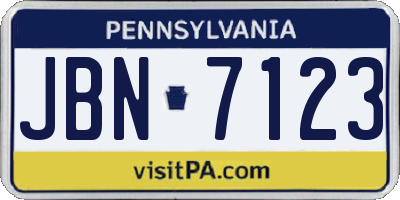 PA license plate JBN7123