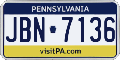 PA license plate JBN7136