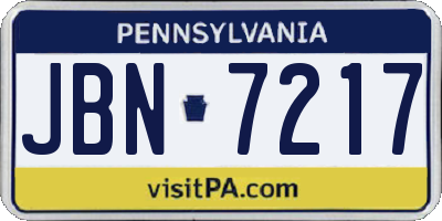 PA license plate JBN7217