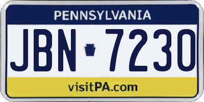 PA license plate JBN7230