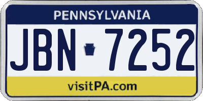 PA license plate JBN7252