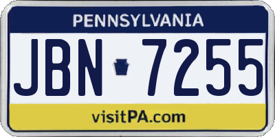 PA license plate JBN7255
