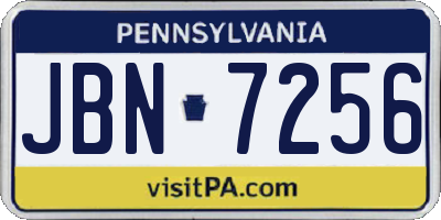 PA license plate JBN7256