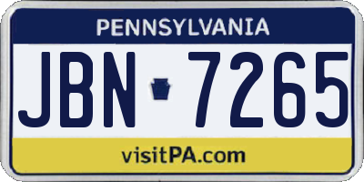 PA license plate JBN7265