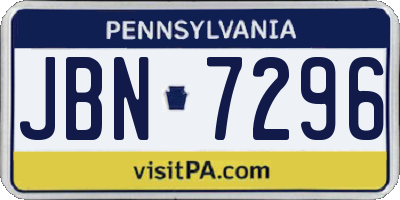 PA license plate JBN7296