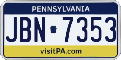 PA license plate JBN7353