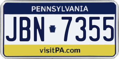 PA license plate JBN7355