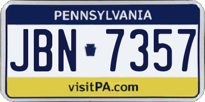 PA license plate JBN7357