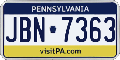 PA license plate JBN7363