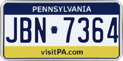 PA license plate JBN7364