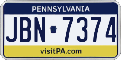 PA license plate JBN7374