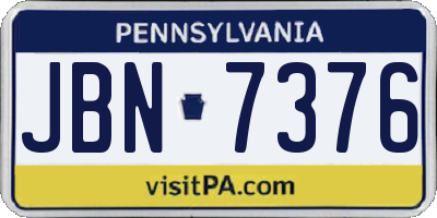 PA license plate JBN7376