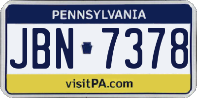 PA license plate JBN7378