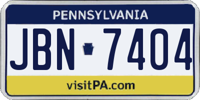 PA license plate JBN7404