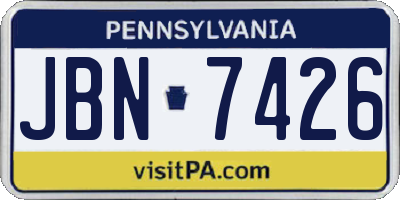 PA license plate JBN7426