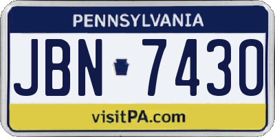 PA license plate JBN7430