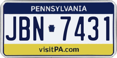 PA license plate JBN7431
