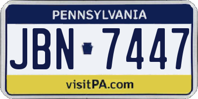 PA license plate JBN7447