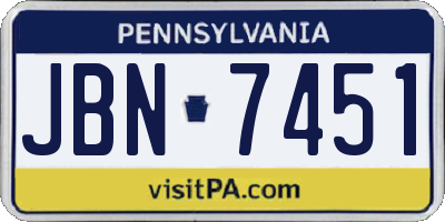 PA license plate JBN7451