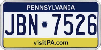 PA license plate JBN7526