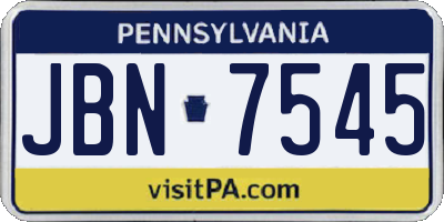 PA license plate JBN7545
