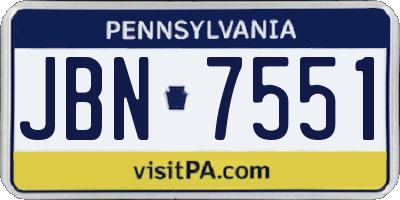 PA license plate JBN7551
