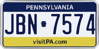 PA license plate JBN7574
