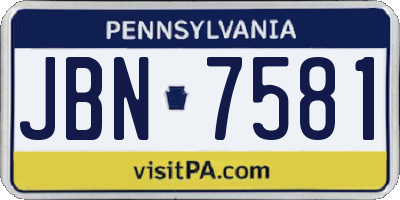 PA license plate JBN7581
