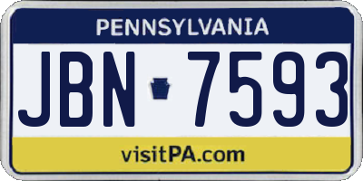 PA license plate JBN7593
