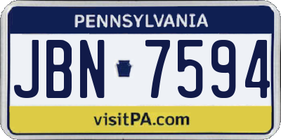 PA license plate JBN7594