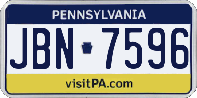 PA license plate JBN7596