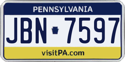 PA license plate JBN7597