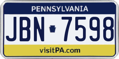 PA license plate JBN7598