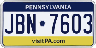 PA license plate JBN7603
