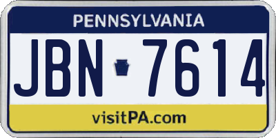 PA license plate JBN7614