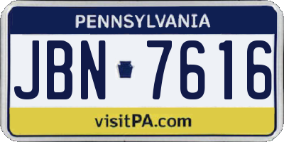 PA license plate JBN7616