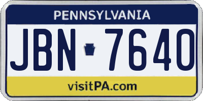 PA license plate JBN7640