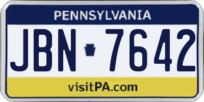 PA license plate JBN7642