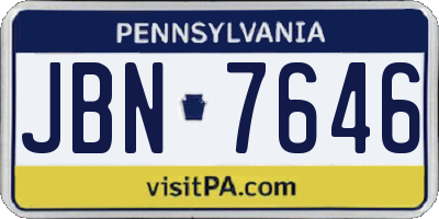 PA license plate JBN7646