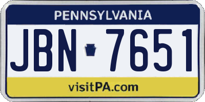 PA license plate JBN7651