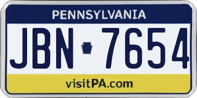 PA license plate JBN7654