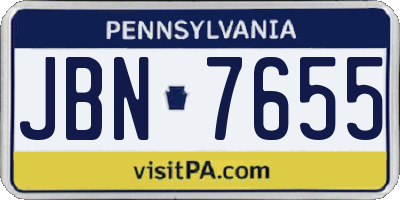 PA license plate JBN7655