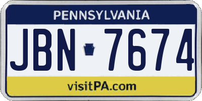 PA license plate JBN7674