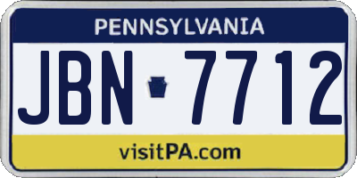 PA license plate JBN7712