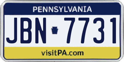 PA license plate JBN7731