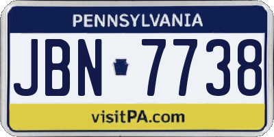 PA license plate JBN7738