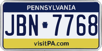 PA license plate JBN7768