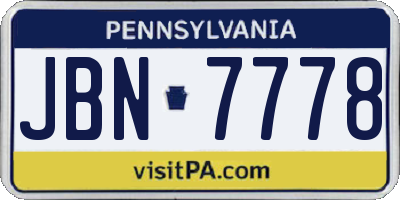 PA license plate JBN7778